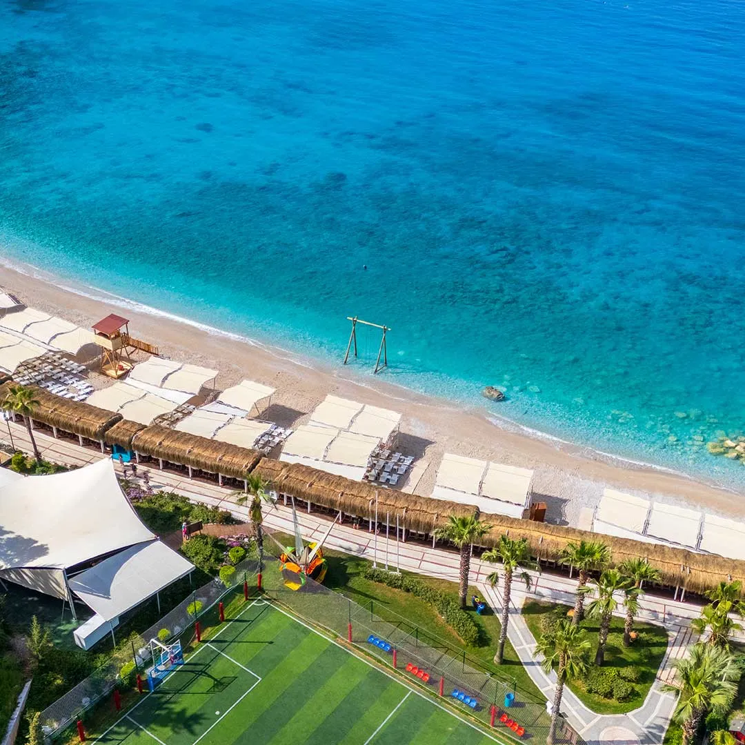 Liberty Lykia's private beach with sun loungers