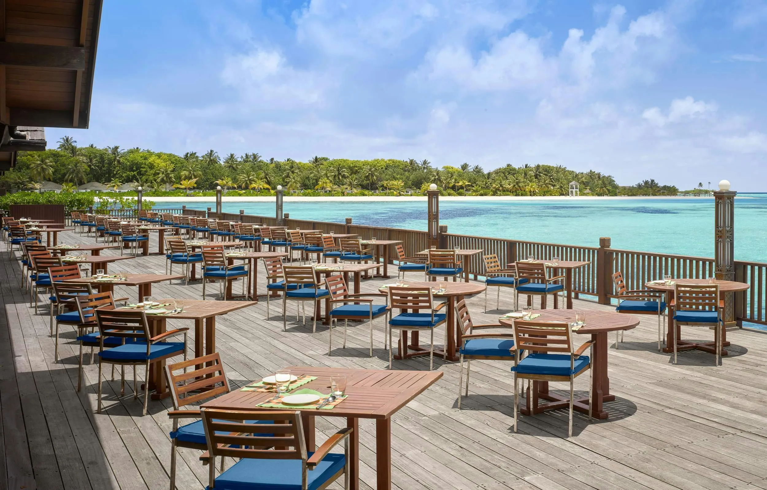 The Lagoon overwater restaurant terrace at Villa Nautica