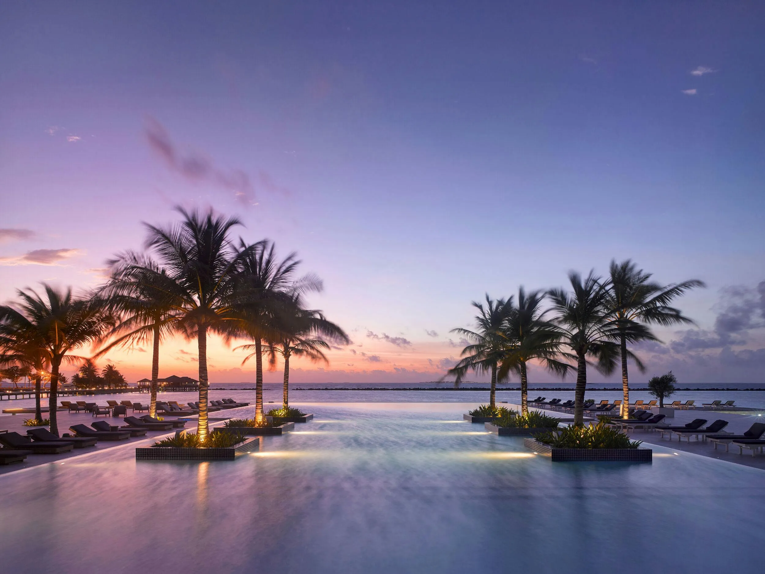 Main pool at Villa Nautica at sunset