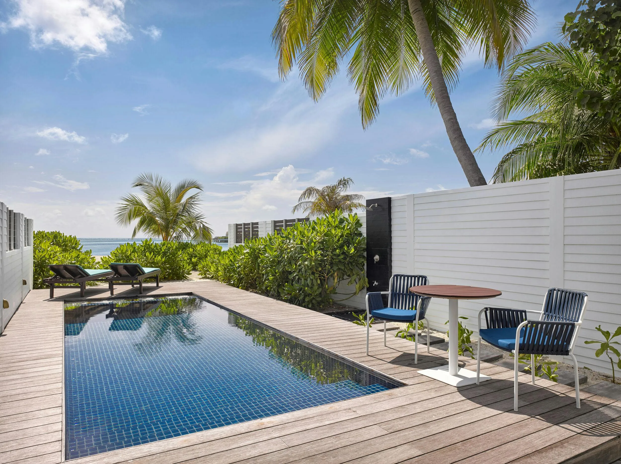 Private poolside area of a Deluxe Beach Pool Villa at Villa Nautica